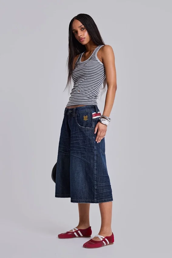 Short en jean Colossus « Union Jack » indigo