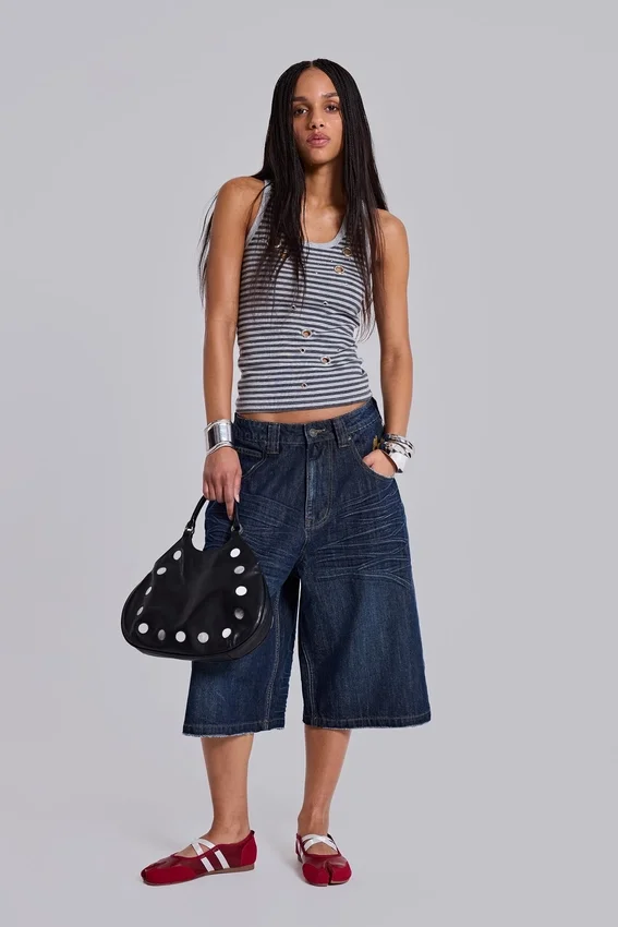 Short en jean Colossus « Union Jack » indigo