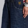 Short en jean Colossus « Union Jack » indigo