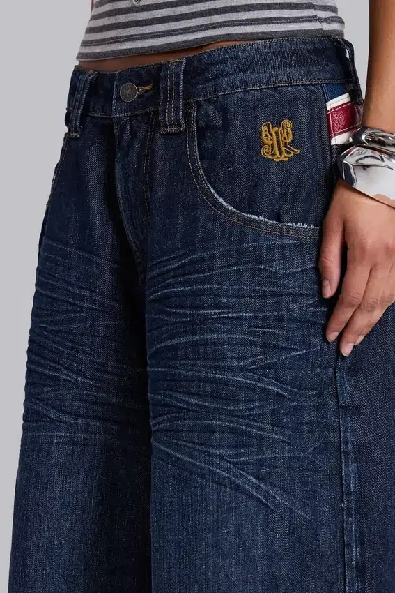 Short en jean Colossus « Union Jack » indigo