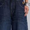 Short en jean Colossus « Union Jack » indigo