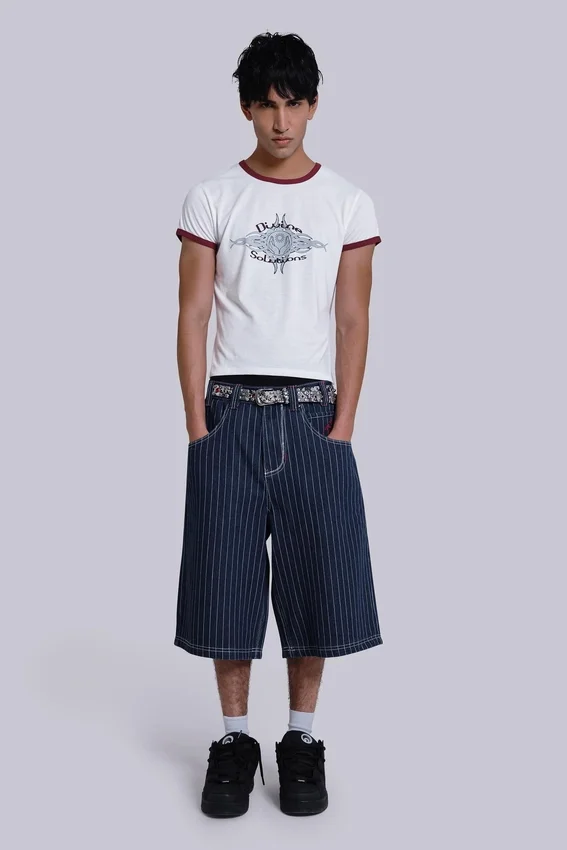 Short en jean à fines rayures « Ollie »