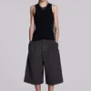 Short en jean « Jumbo Jorts » à carreaux marron
