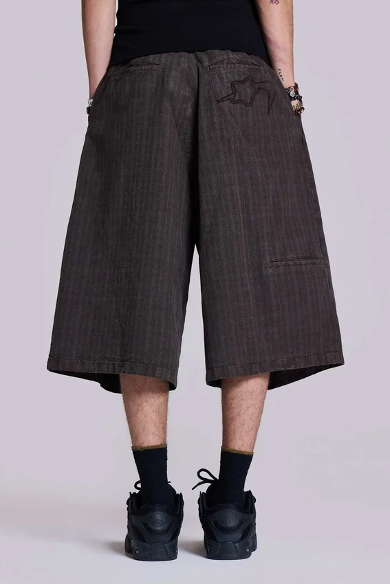 Short en jean « Jumbo Jorts » à carreaux marron