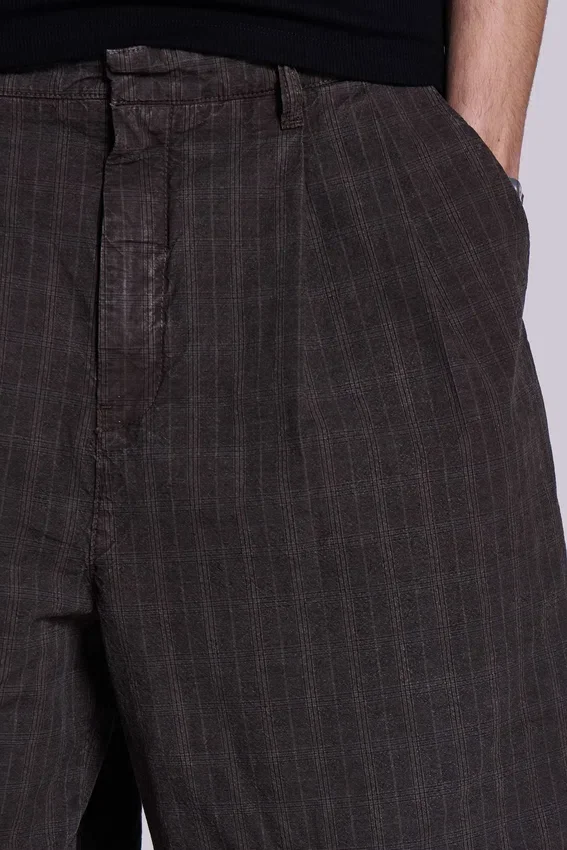 Short en jean « Jumbo Jorts » à carreaux marron