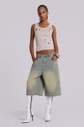 Short en jean « Jumbo Jorts » délavé clair