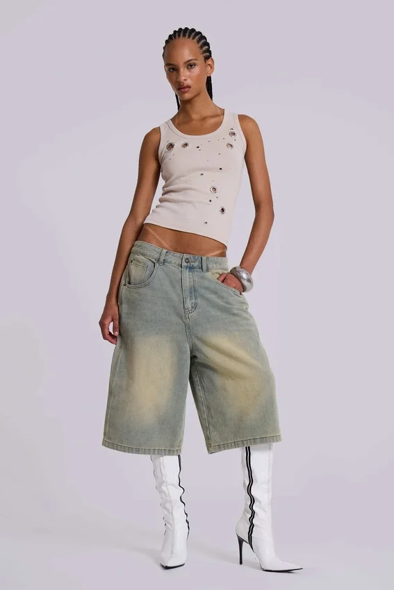 Short en jean « Jumbo Jorts » délavé clair