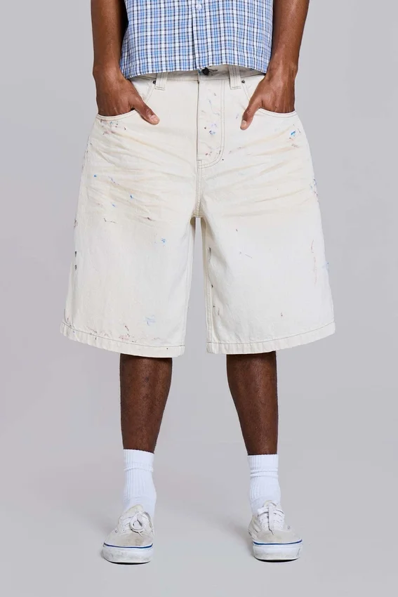 Short en jean « Paint Colossus » écru
