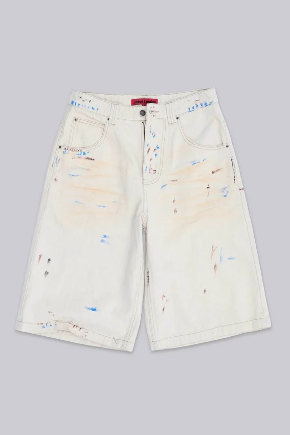 Short en jean « Paint Colossus » écru