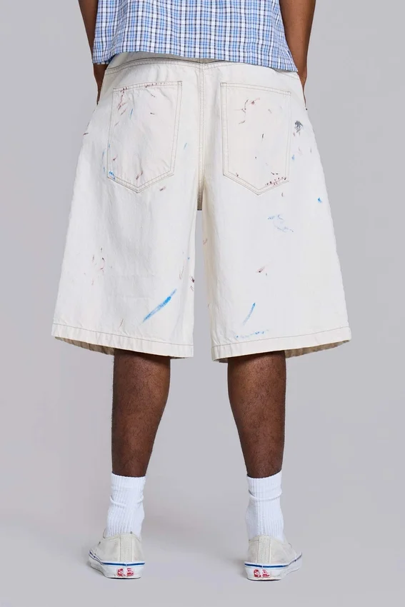 Short en jean « Paint Colossus » écru