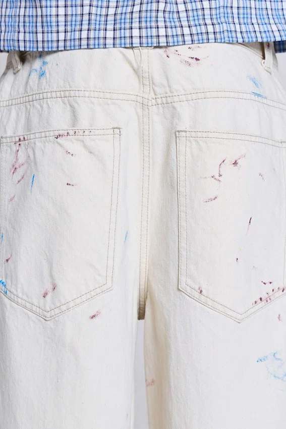 Short en jean « Paint Colossus » écru