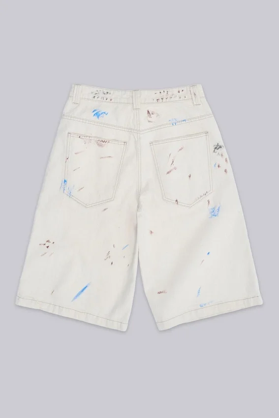 Short en jean « Paint Colossus » écru