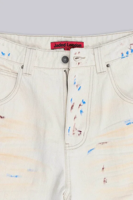 Short en jean « Paint Colossus » écru