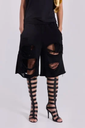 Short Monster noir délavé