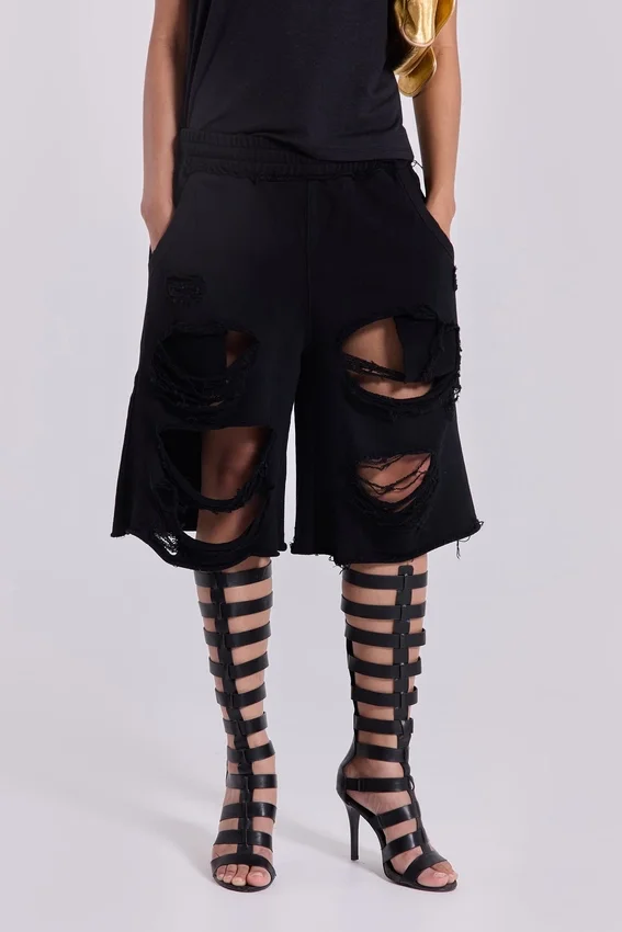 Short Monster noir délavé