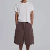 Short Parachute Cargo ample en toile de parachute marron