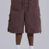 Short Parachute Cargo ample en toile de parachute marron