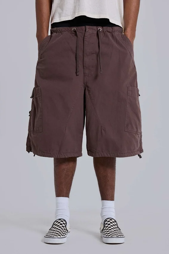Short Parachute Cargo ample en toile de parachute marron