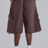 Short Parachute Cargo ample en toile de parachute marron
