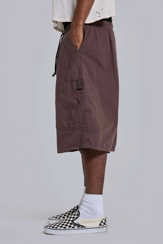 Short Parachute Cargo ample en toile de parachute marron