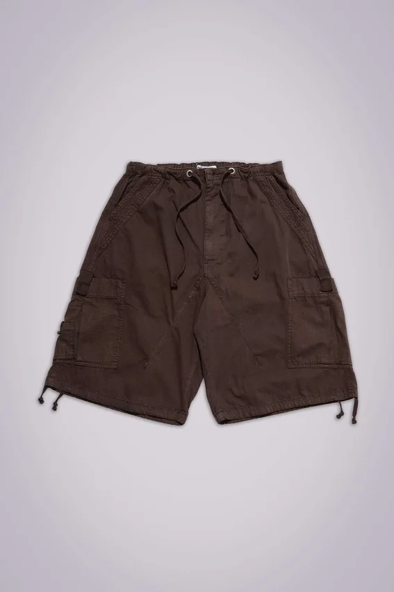 Short Parachute Cargo ample en toile de parachute marron