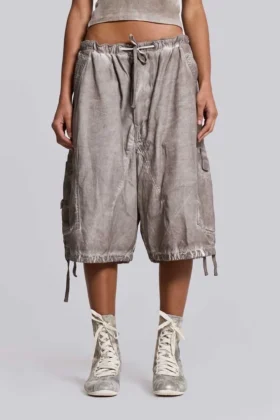Short parachute délavé à l’huile « Stone »