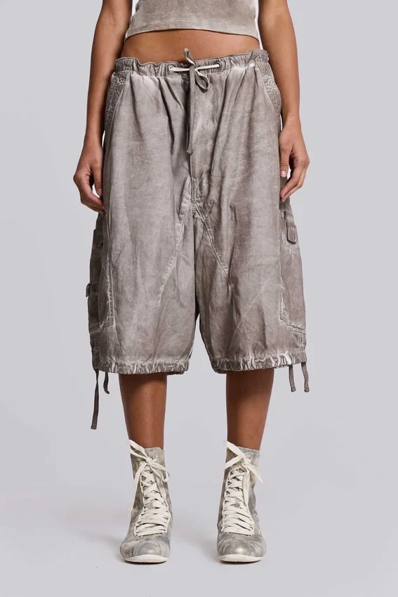 Short parachute délavé à l'huile « Stone »