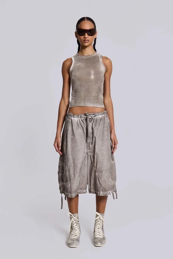 Short parachute délavé à l'huile « Stone »