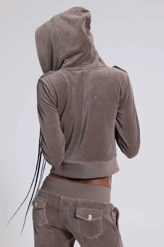 Sweat à capuche en velours « Cavalier » style militaire