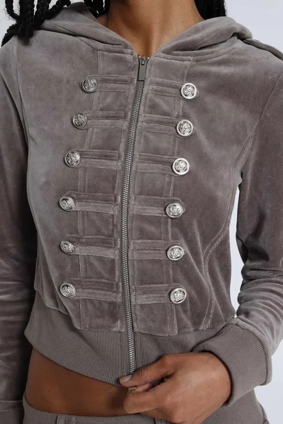 Sweat à capuche en velours « Cavalier » style militaire
