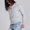 Sweat à capuche gris à pois