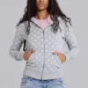 Sweat à capuche gris à pois