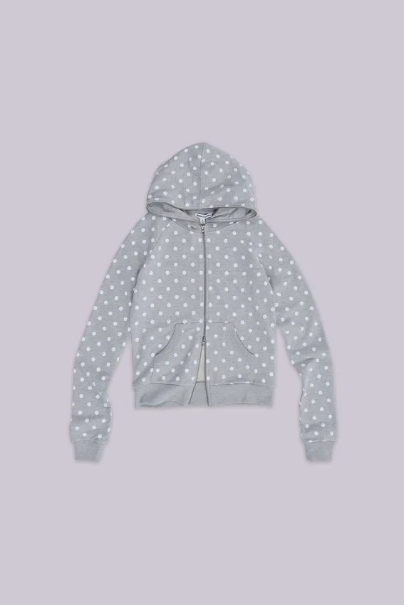 Sweat à capuche gris à pois