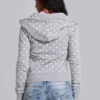 Sweat à capuche gris à pois