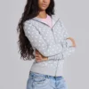 Sweat à capuche gris à pois