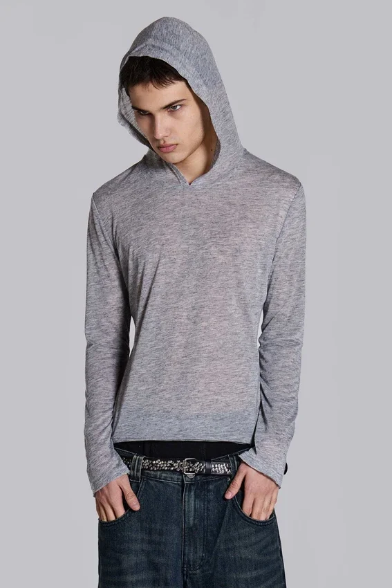 Sweat à capuche « Mist » en gris chiné