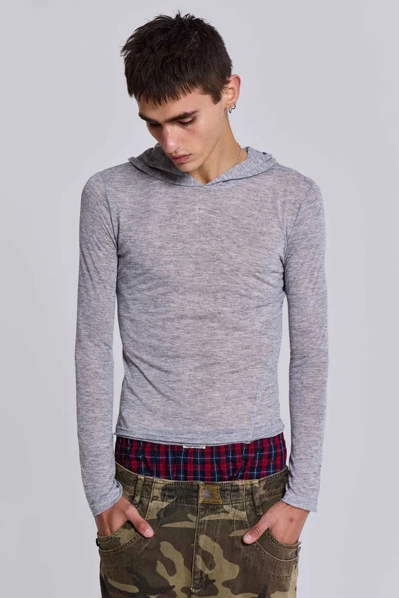 Sweat à capuche « Mist » en gris chiné
