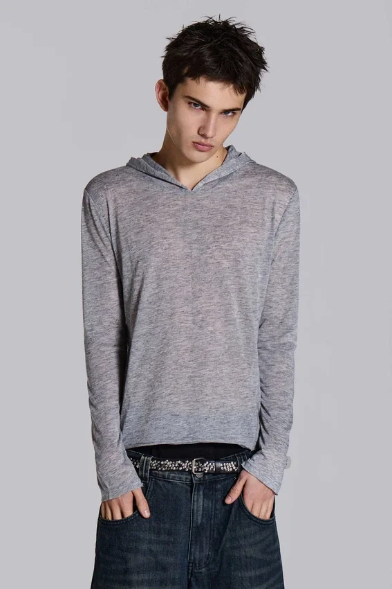Sweat à capuche « Mist » en gris chiné