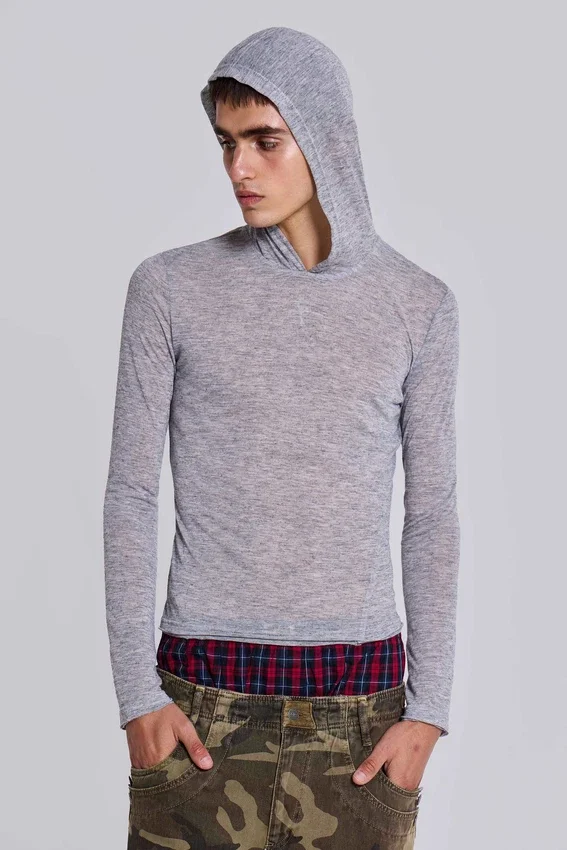 Sweat à capuche « Mist » en gris chiné