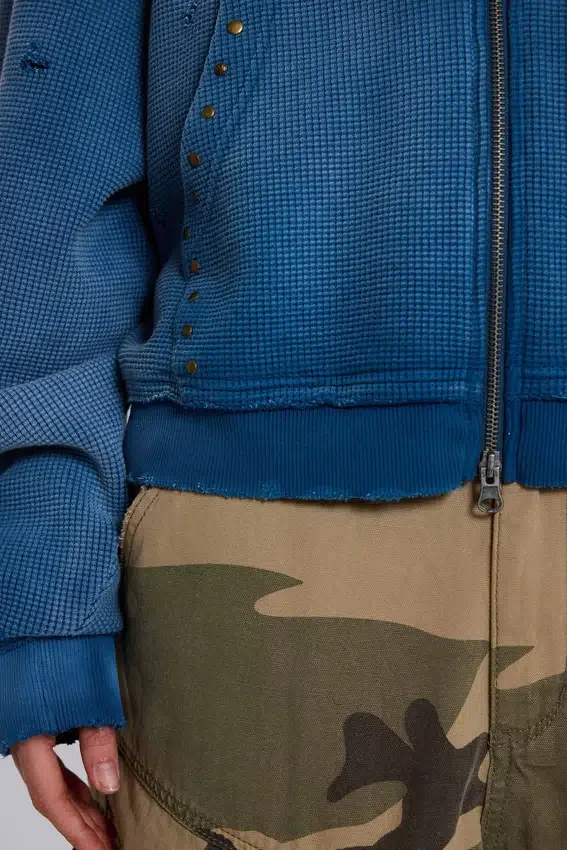 Sweat à capuche « Monster » en coton gaufré délavé au soleil
