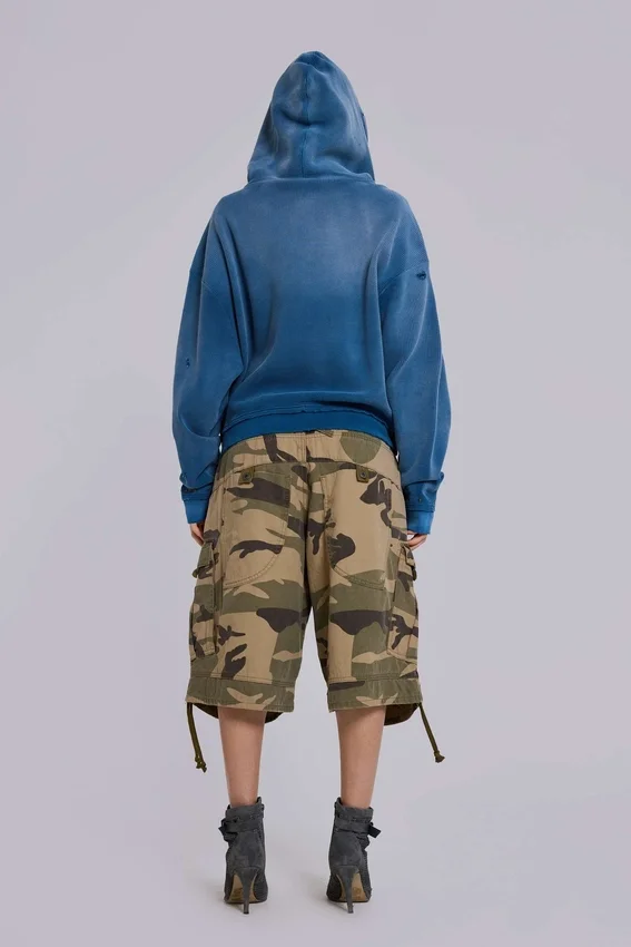 Sweat à capuche « Monster » en coton gaufré délavé au soleil
