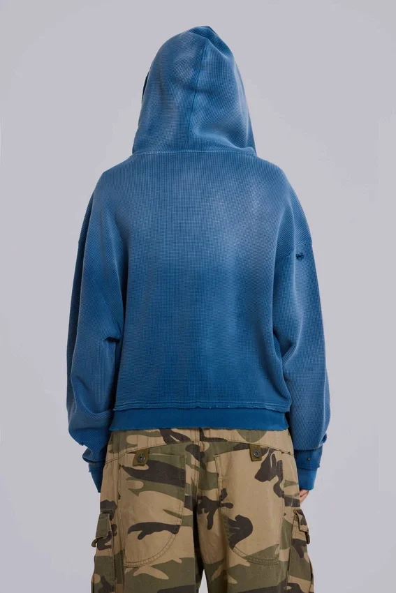Sweat à capuche « Monster » en coton gaufré délavé au soleil