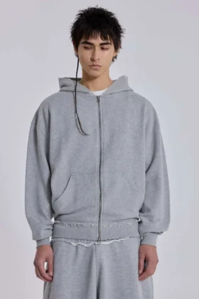 Sweat à capuche Monster Hoodie oversize gris chiné