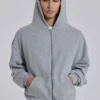 Sweat à capuche Monster Hoodie oversize gris chiné