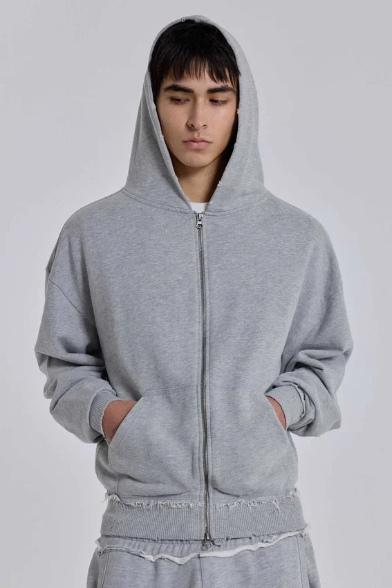 Sweat à capuche Monster Hoodie oversize gris chiné