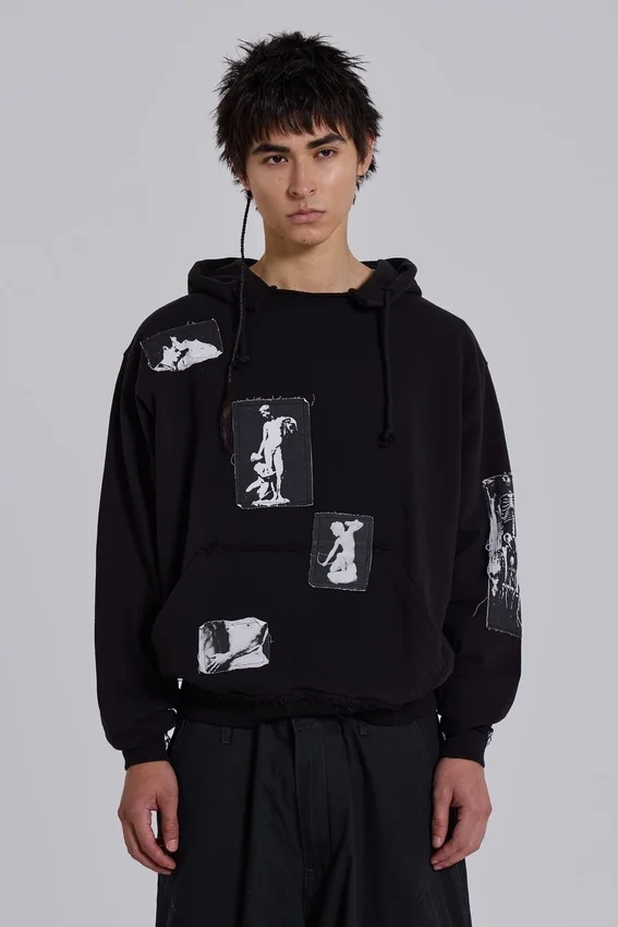 Sweat à capuche noir Devoted Patch