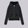 Sweat à capuche noir uni à pois