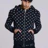 Sweat à capuche noir uni à pois