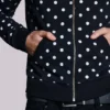 Sweat à capuche noir uni à pois