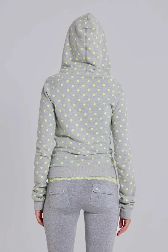 Sweat à capuche à pois fluo